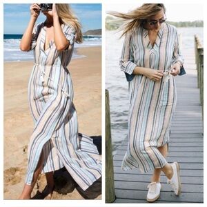 Splendid X Gray Malin Playa Striped Linen Dress
